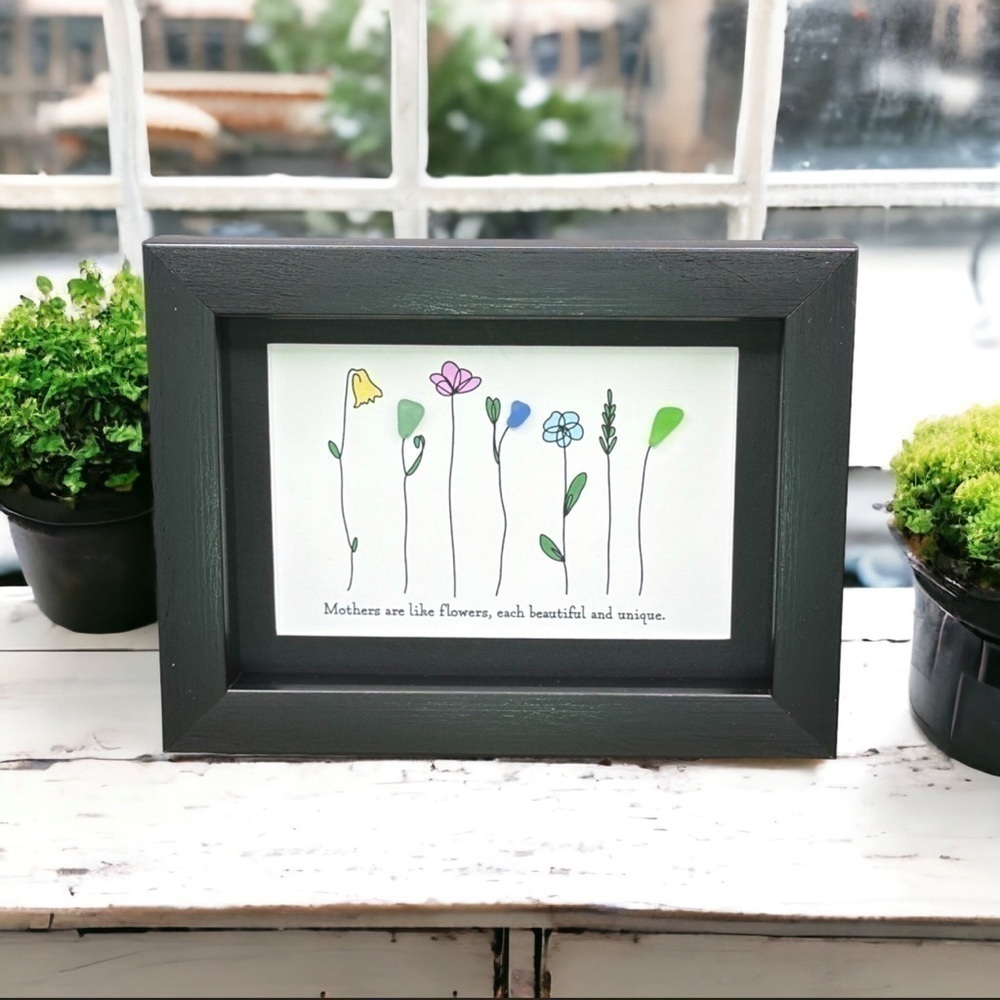Sea Glass Art Mothers Day Gift| Mom Sister Friend Seaglass Flower Present